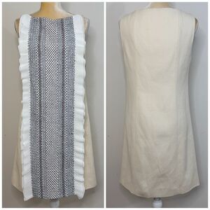 Tory Burch Smocked Ruffle Sleeveless A-Line Dress Size 8 Multicolor Lined